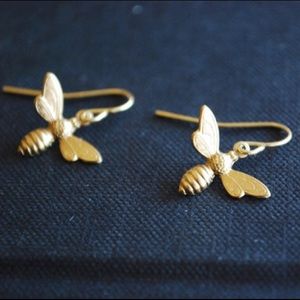 Gold Bee Earrings - Honeybees, Light Earrings